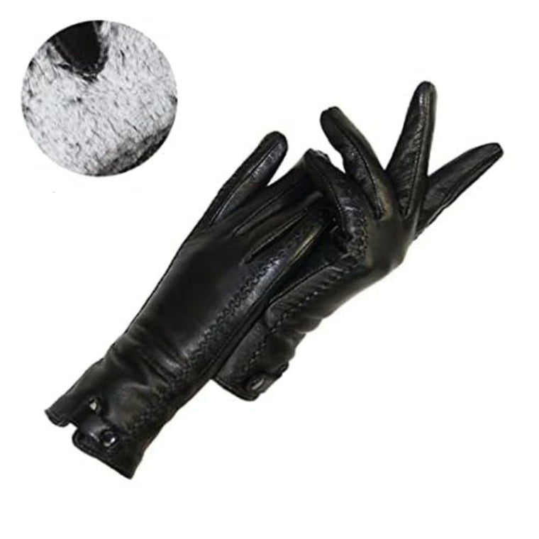 Eline | Vintage & stijlvolle leren handschoenen in de kleur VOERING VAN KONIJNBONT voor dames in Heritage stijl ideaal voor de winter