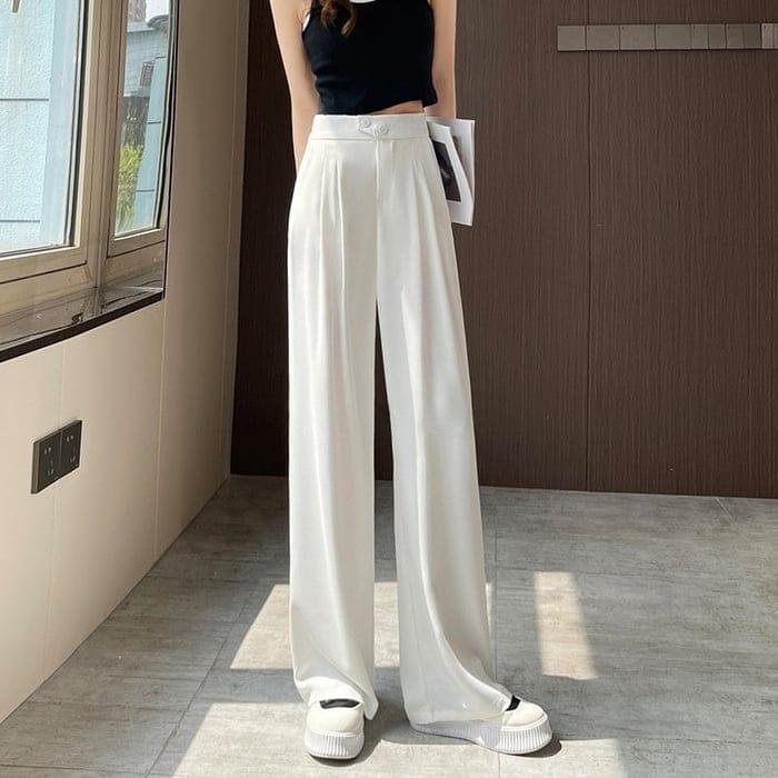 Elke | Brede stijlvolle pantalon in de kleur Wit voor dames in Formal stijl ideaal voor de lente.