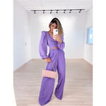 Stijlvolle Dames Tweedelige Set - Top met V-hals en Comfortabele Broek