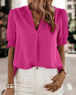 Elegante Kortemouwentop met V-hals - Stijlvol en Comfortabel
