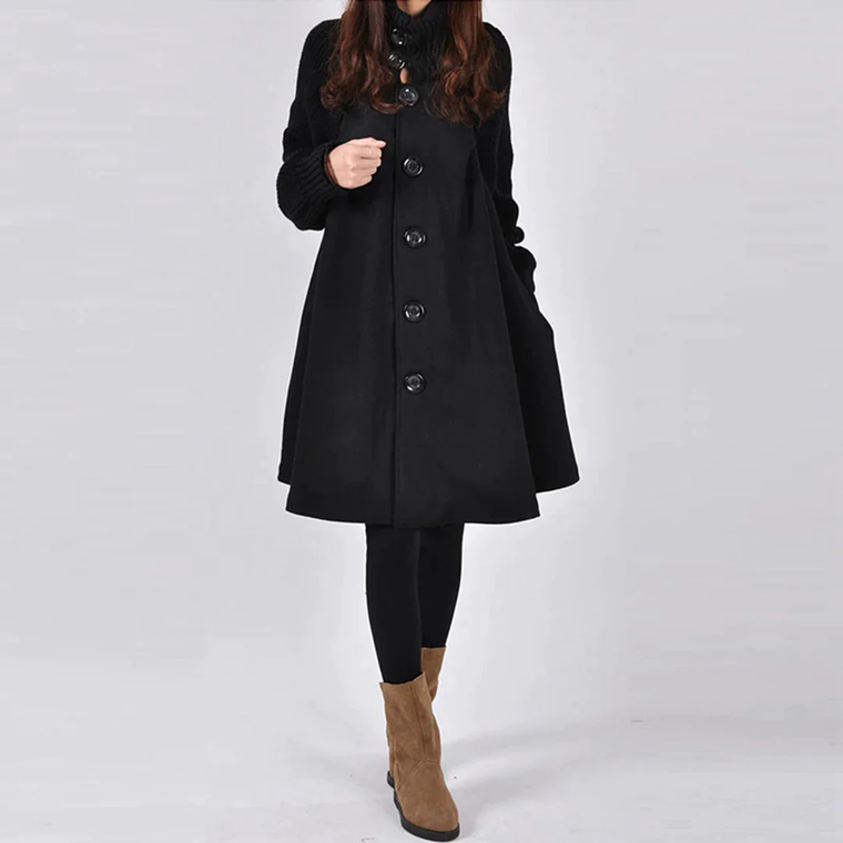 Eva | Zwarte elegante damesjas in de kleur Zwart voor dames in stijl ideaal voor de herfst.