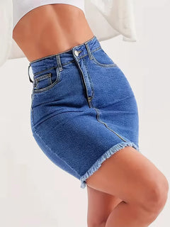 Denim rok met hoge taille