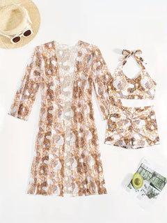 Cover-up met halternek en shorts
