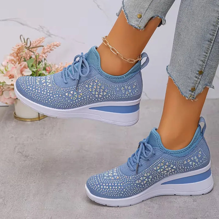Platform sneakers met gebreide bovenkant