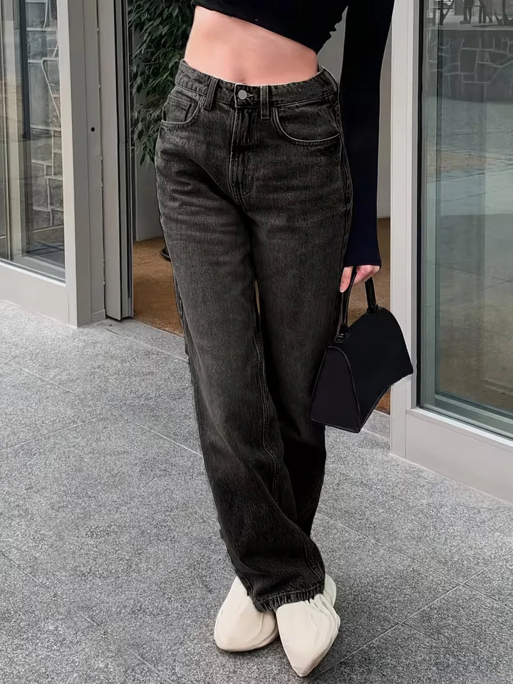 Straight jeans met mid-rise