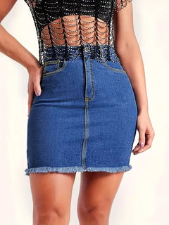Denim rok met hoge taille