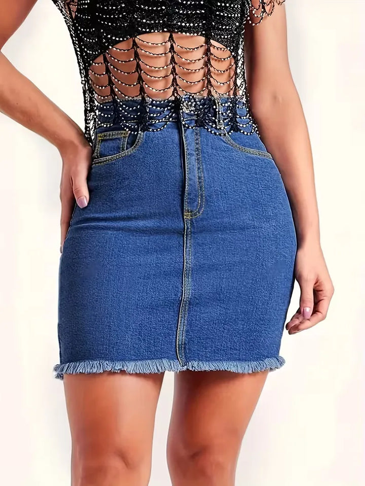 Denim rok met hoge taille