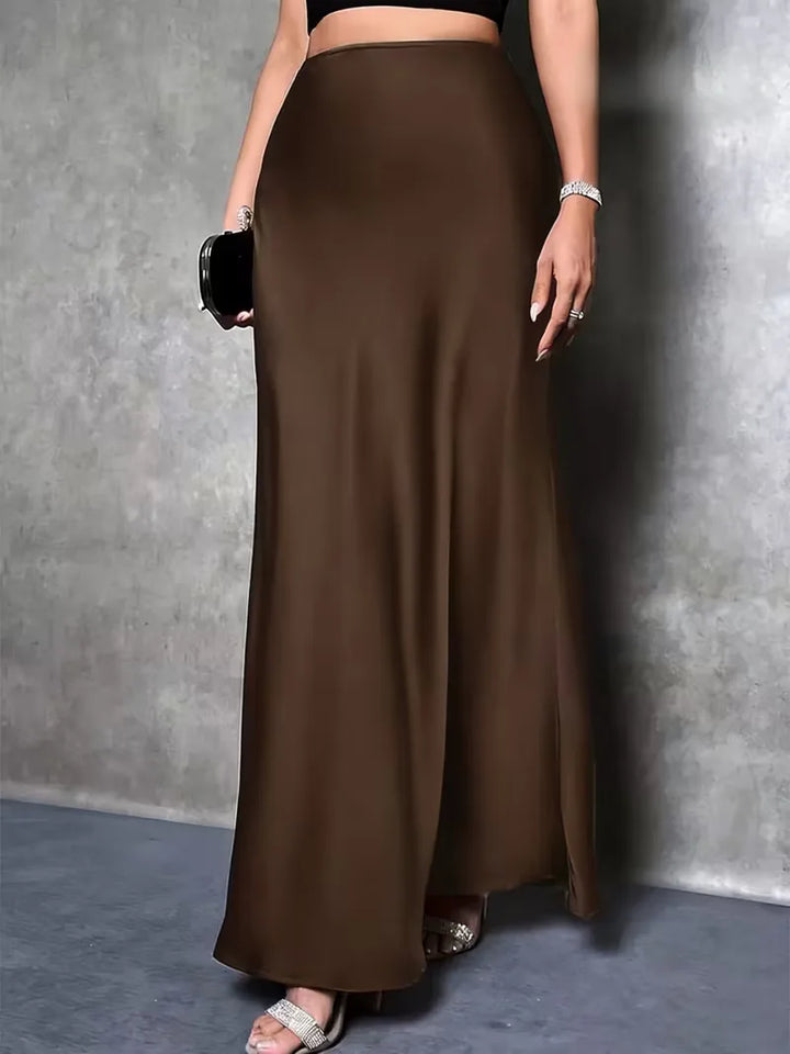 Satijnen rok met hoge taille