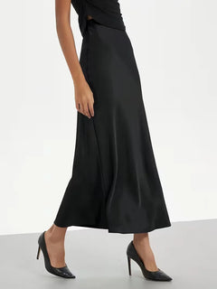 Satijnen rok met hoge taille