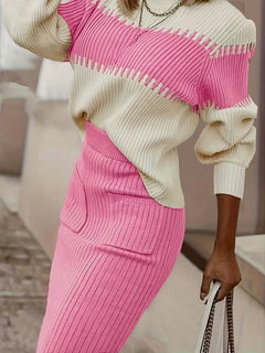 Tweedelige set met ribbed textuur