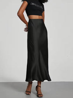 Satijnen rok met hoge taille