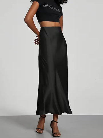Satijnen rok met hoge taille