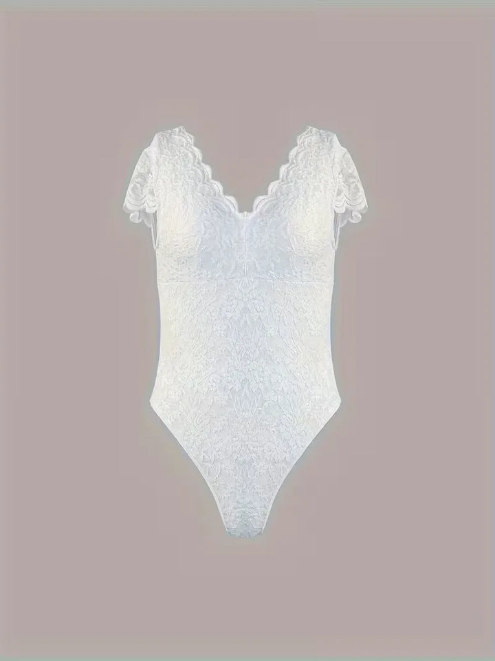 Kant bodysuit met V-hals