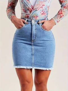 Denim rok met hoge taille