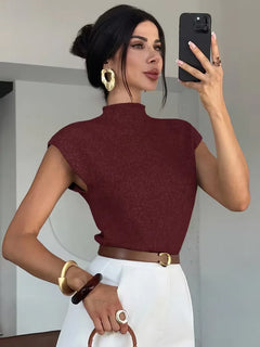 Mouwloos vest met mock neck