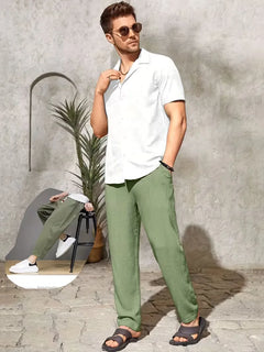 Pantalons met drawstring en straight leg