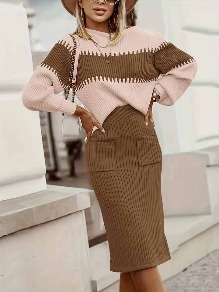 Tweedelige set met ribbed textuur