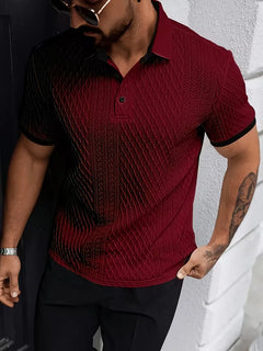 Polo met V-neck en jacquard patroon