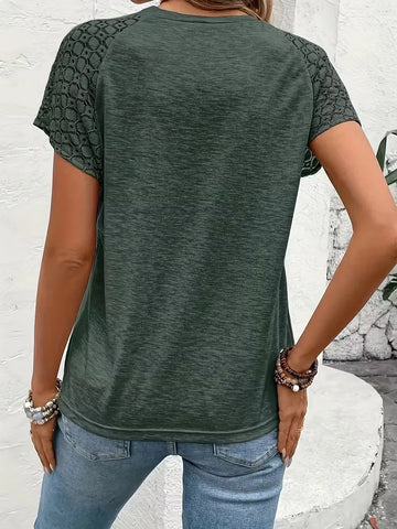 T-shirt met kantdetails korte mouw