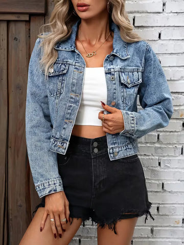 Spijkerjas met flap pockets