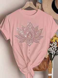 T-shirt met lotus bloemenprint