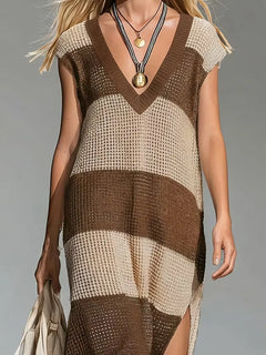 Maxi cover-up met V-hals