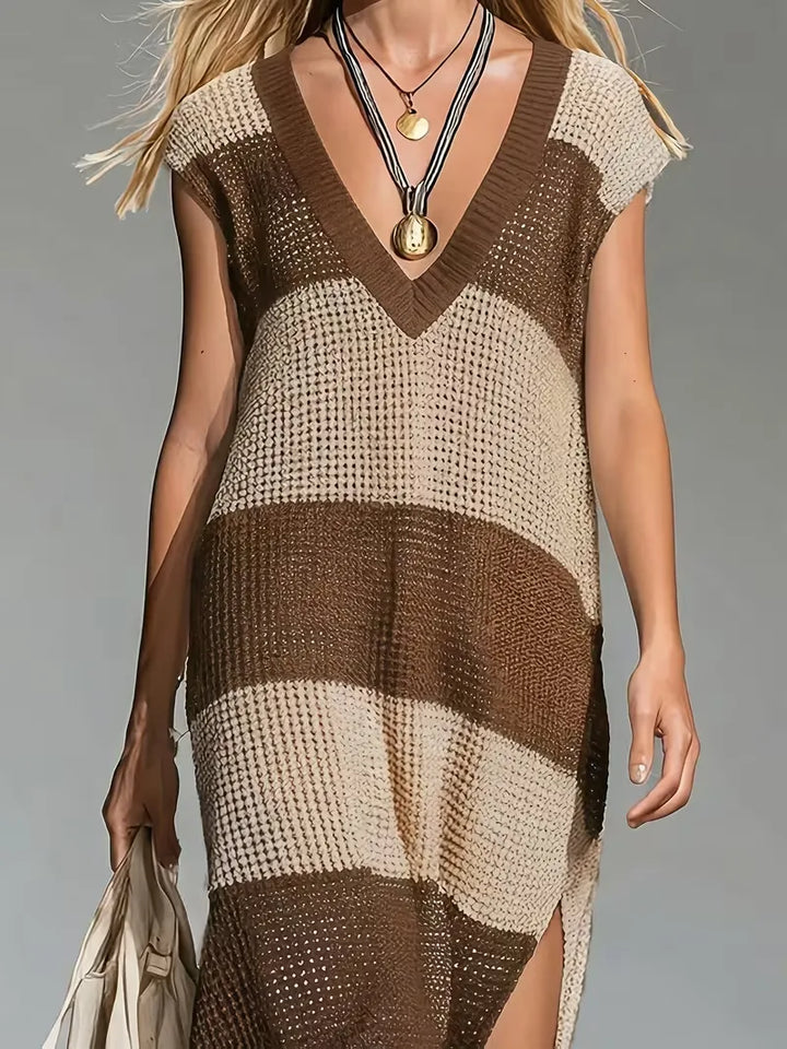 Maxi cover-up met V-hals