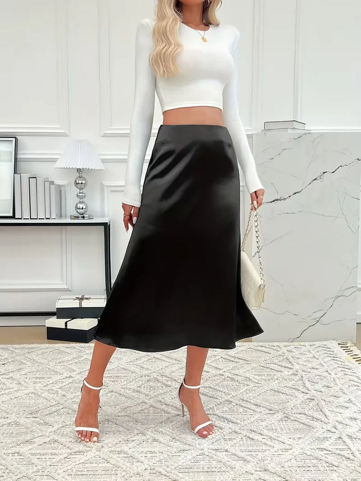 Satijnen rok met hoge taille