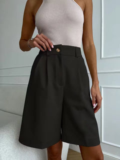 High-waisted straight leg shorts