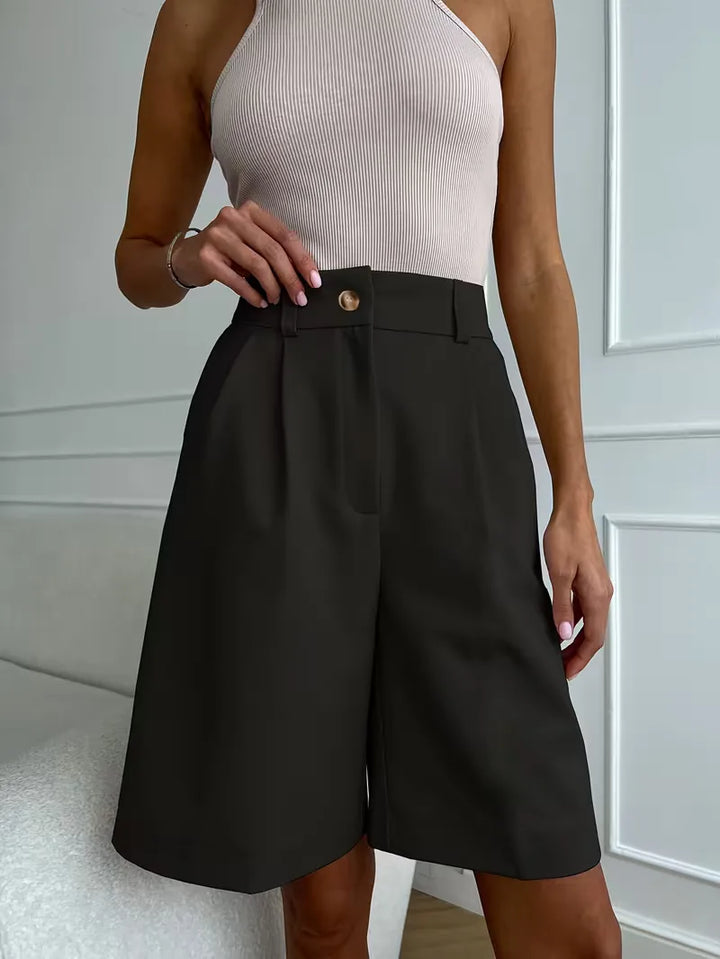 High-waisted straight leg shorts