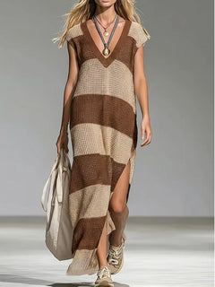 Maxi cover-up met V-hals