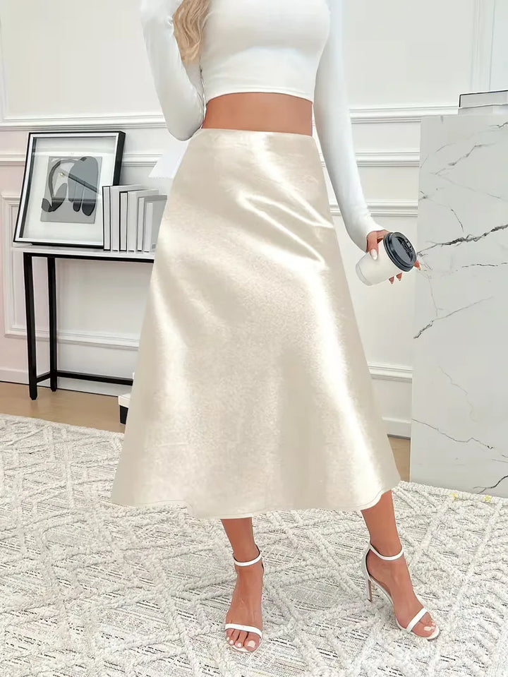 Satijnen rok met hoge taille