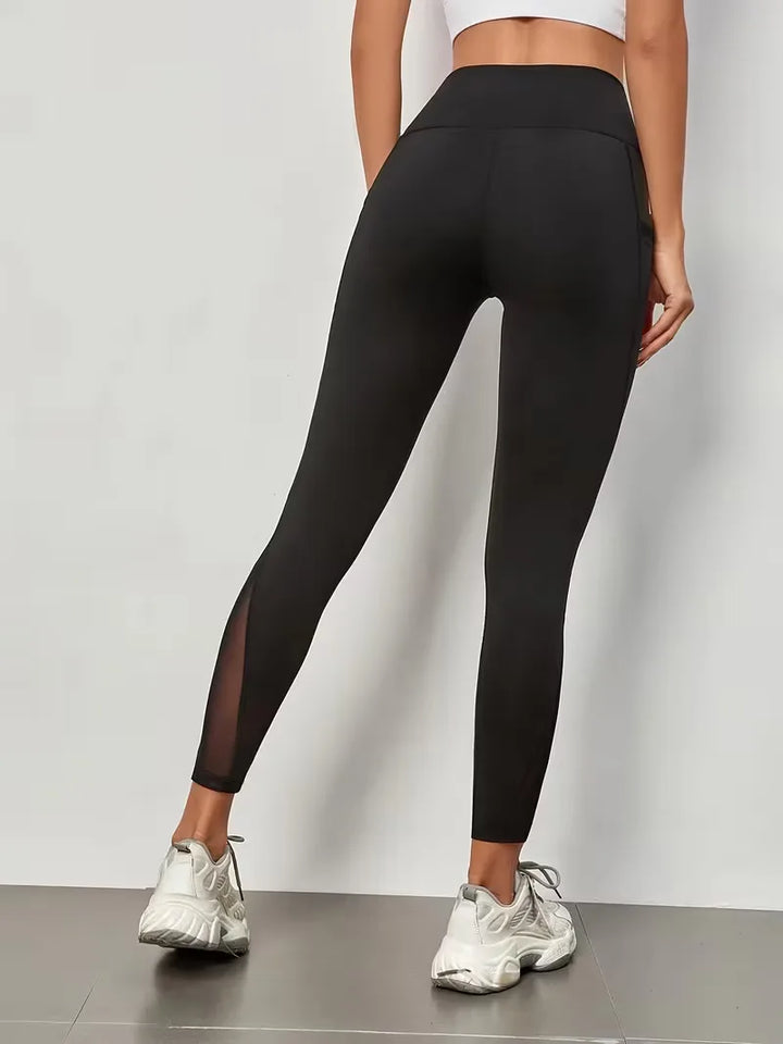 Legging met hoge taille en mesh panelen