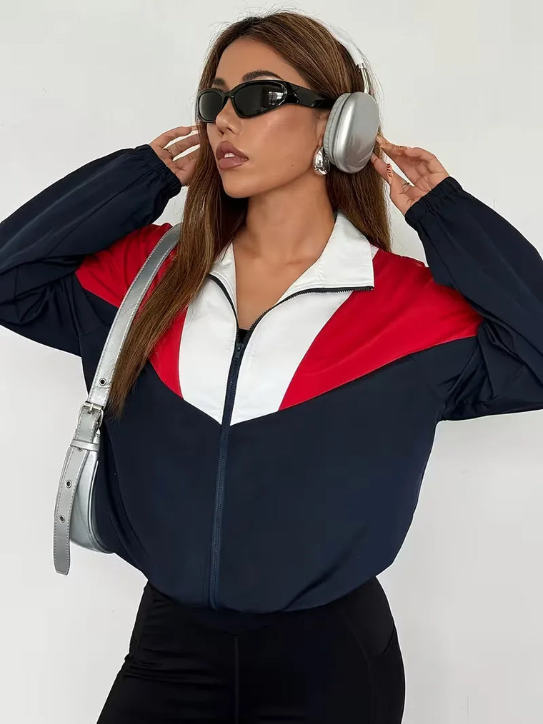 Track jacket met color-blocked design