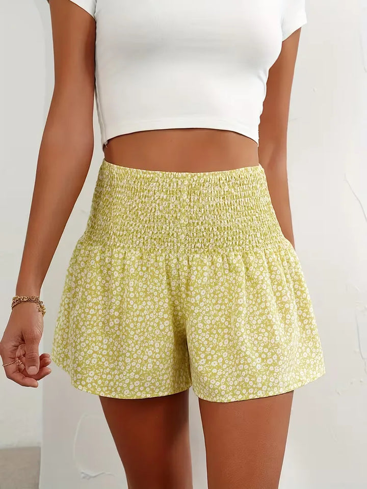 Short met hoge taille en bloemenpatroon