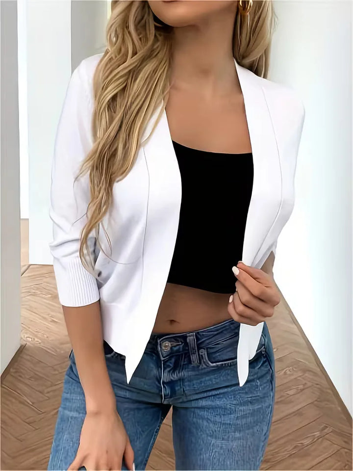 Paarse open-front cardigan 3/4 mouwen