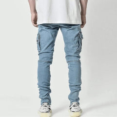 Fernand | Heren Denim Cargo Broek in de kleur Zwart voor heren in Outdoor stijl ideaal voor de herfst.