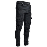 Fernand | Heren Denim Cargo Broek in de kleur Zwart voor heren in Outdoor stijl ideaal voor de herfst.