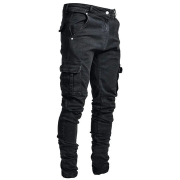 Fernand | Heren Denim Cargo Broek in de kleur Zwart voor heren in Outdoor stijl ideaal voor de herfst.