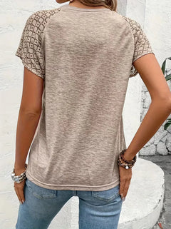 T-shirt met kantdetails korte mouw