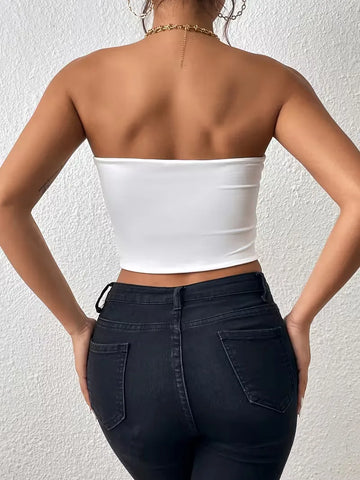 Strapless crop top slim fit