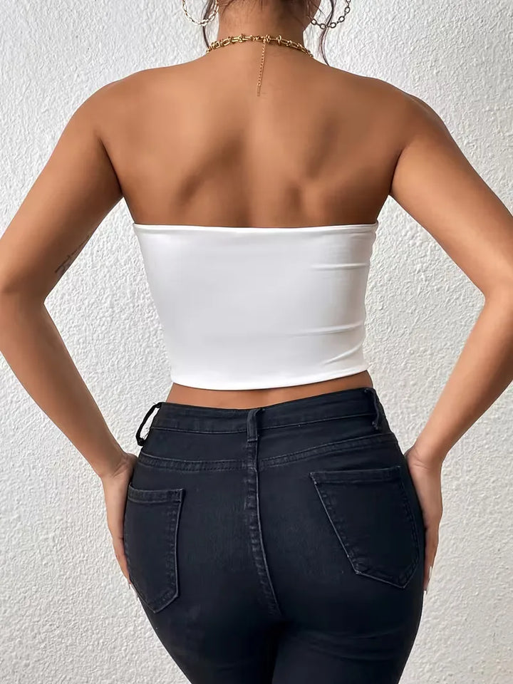 Strapless crop top slim fit