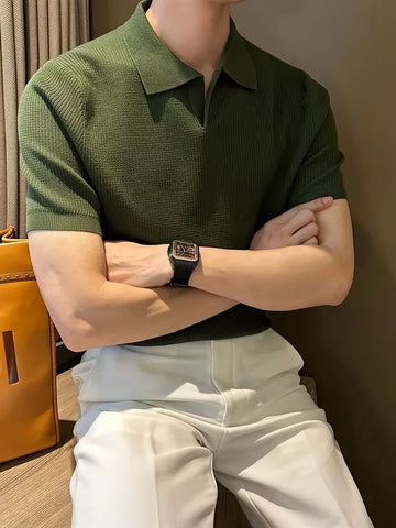 Polo's met V-neck en korte mouwen