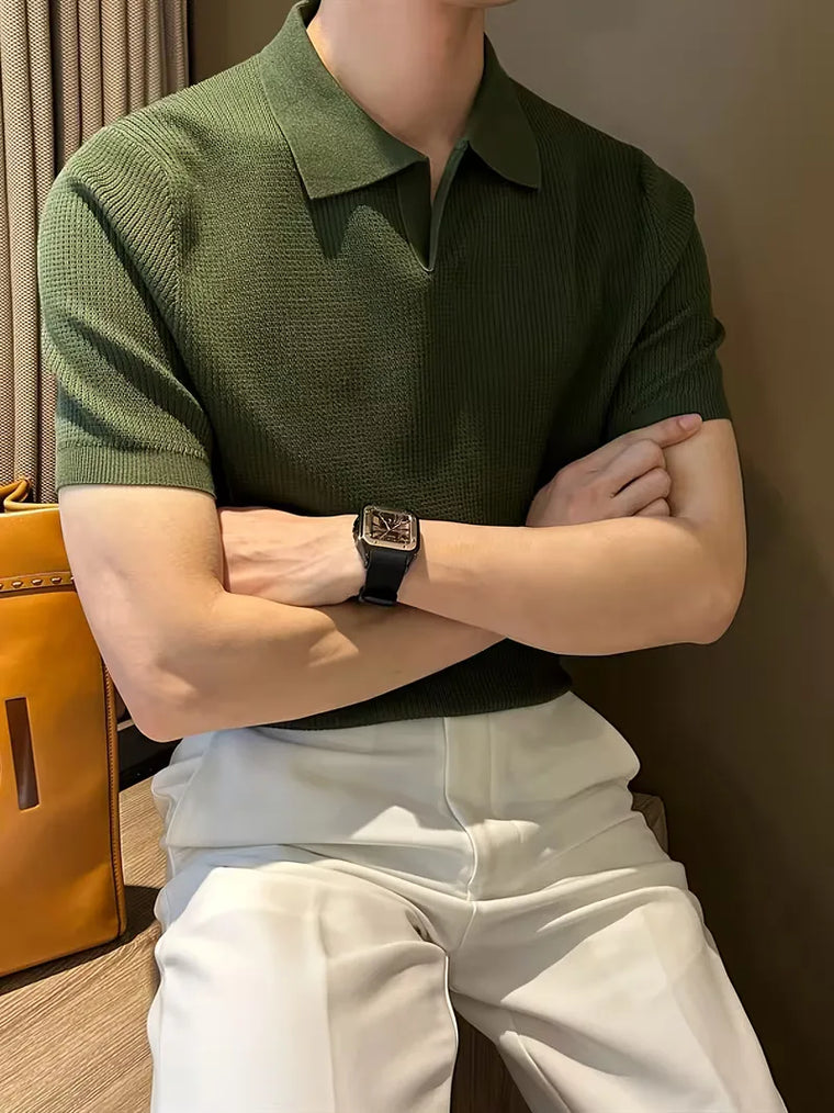 Polo's met V-neck en korte mouwen