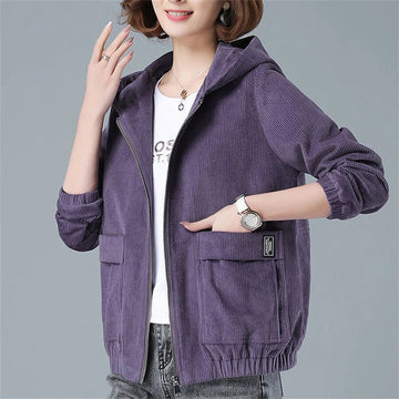 Fleur | Oversized corduroy jas in de kleur Paars voor dames in Streetwear stijl ideaal voor de herfst.