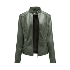 Fleur | Stijlvolle leren jas in de kleur Legergroen voor dames in stijl ideaal voor de herfst.