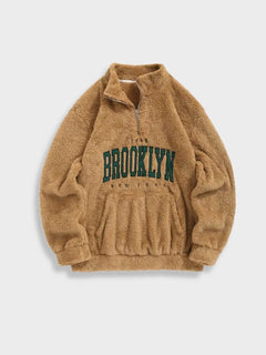 Fluffy NY Brooklyn Zipper in de kleur Bruin voor dames in Lounge stijl ideaal voor de herfst.
