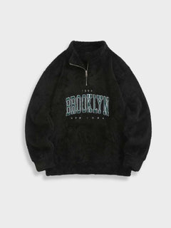 Fluffy NY Brooklyn Zipper in de kleur Zwart voor dames in Lounge stijl ideaal voor de herfst.