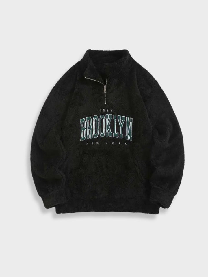 Fluffy NY Brooklyn Zipper in de kleur Zwart voor dames in Lounge stijl ideaal voor de herfst.
