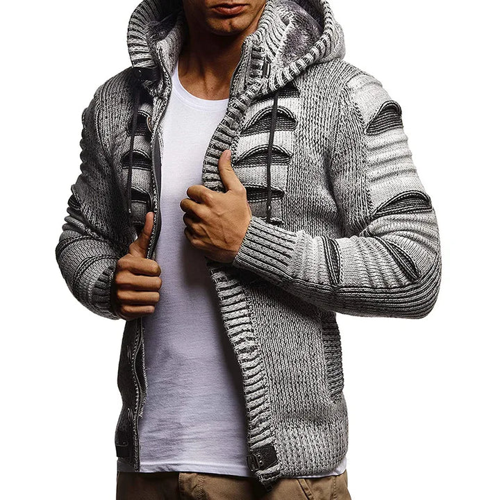 Herman | Gebreide jas in de kleur Grijs voor heren in stijl ideaal voor de herfst.